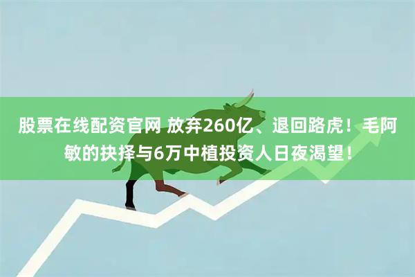 股票在线配资官网 放弃260亿、退回路虎!毛阿敏的抉择与6万中植投资人日夜渴望!